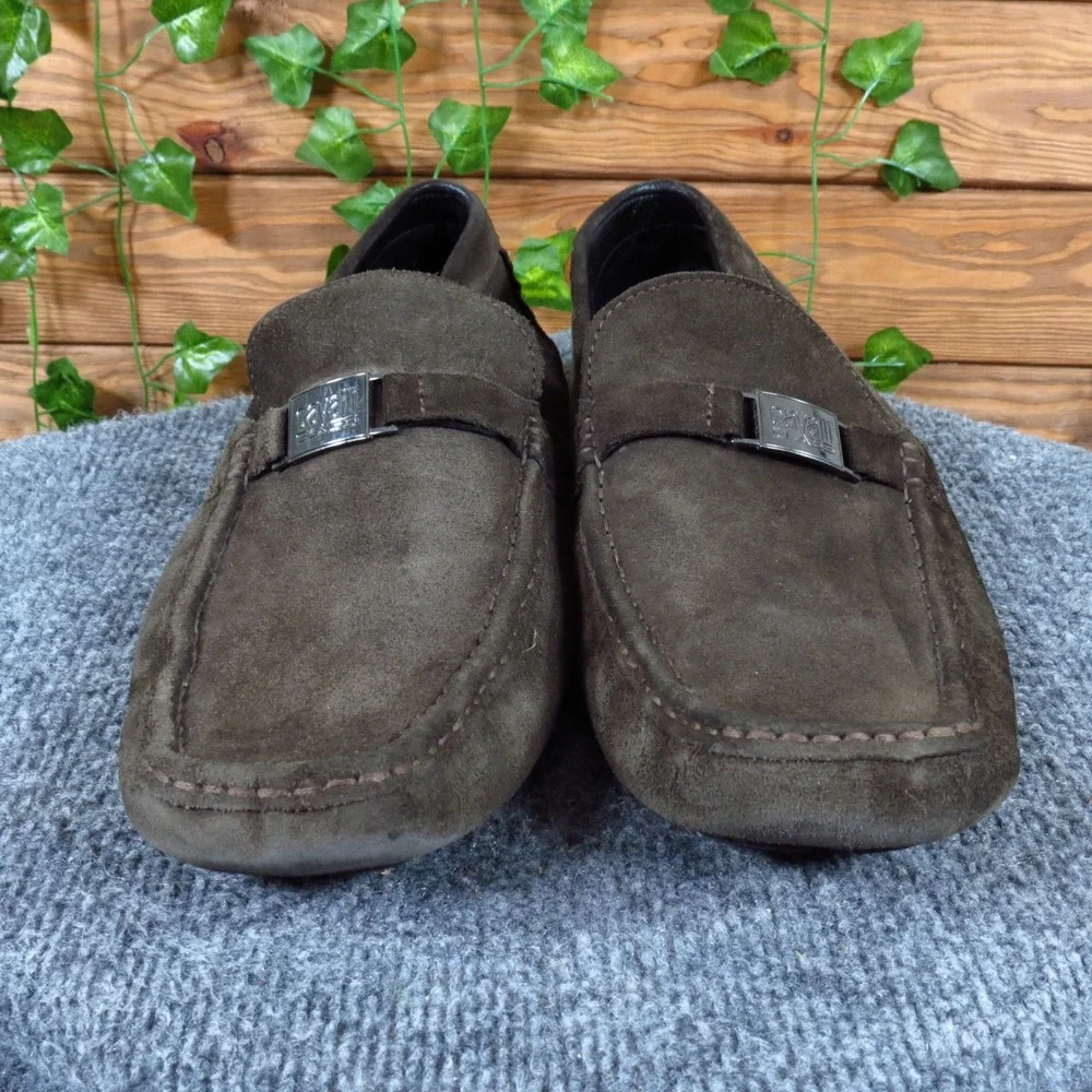Cavalli Class Men Loafers Size 45 Luxury Driving Shoes Brown Suede Slip On
